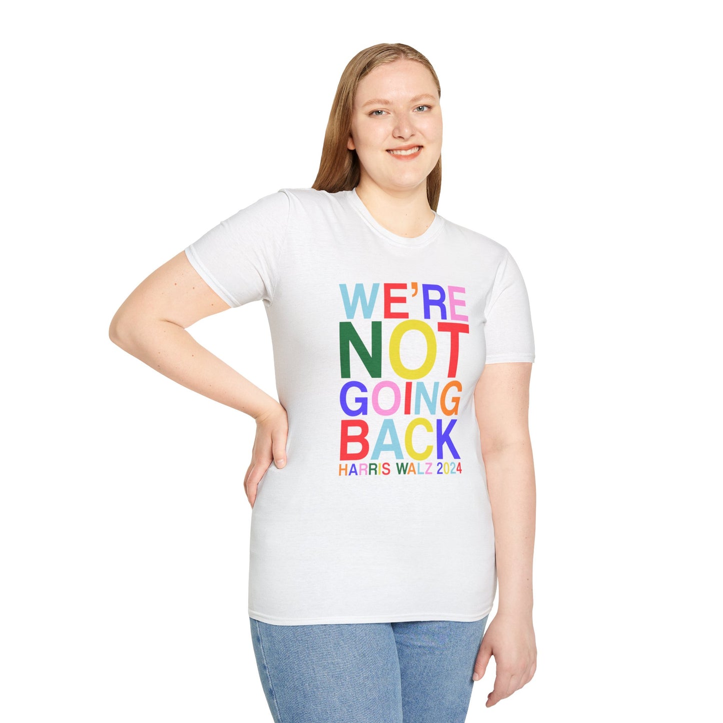 Harris Walz 2024 | We're Not Going Back Unisex Softstyle Tee (6 colors)