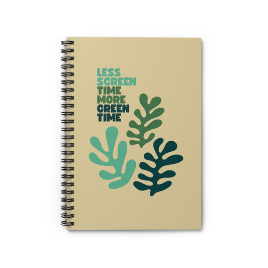 Less Screen More Green Spiral Notebook - Ruled Line