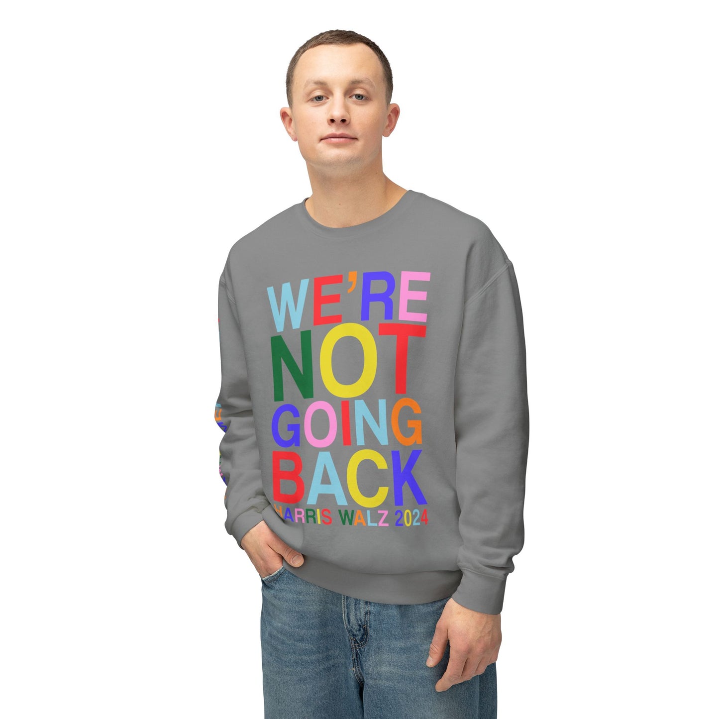 We're Not Going Back | Harris Walz Unisex Lightweight Crewneck Sweatshirt