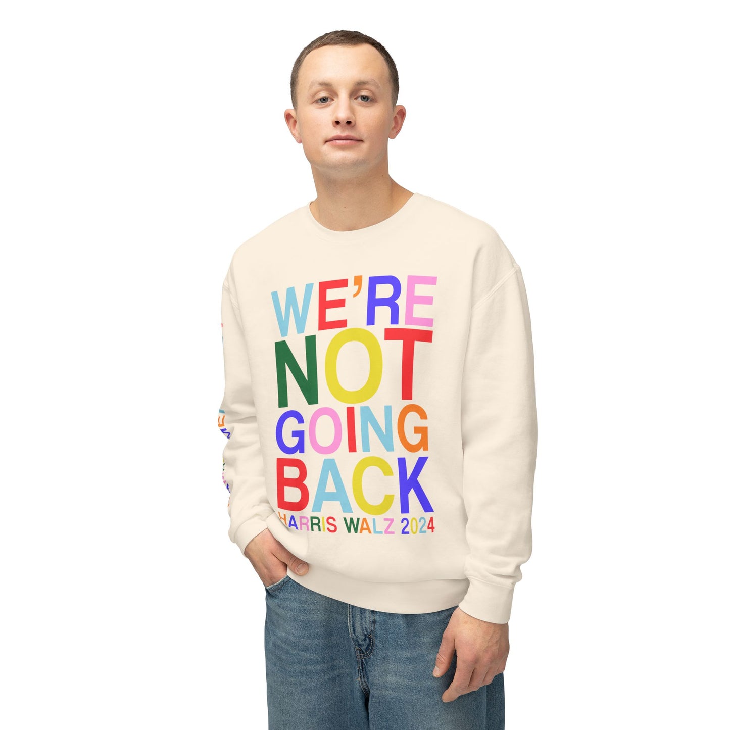 We're Not Going Back | Harris Walz Unisex Lightweight Crewneck Sweatshirt