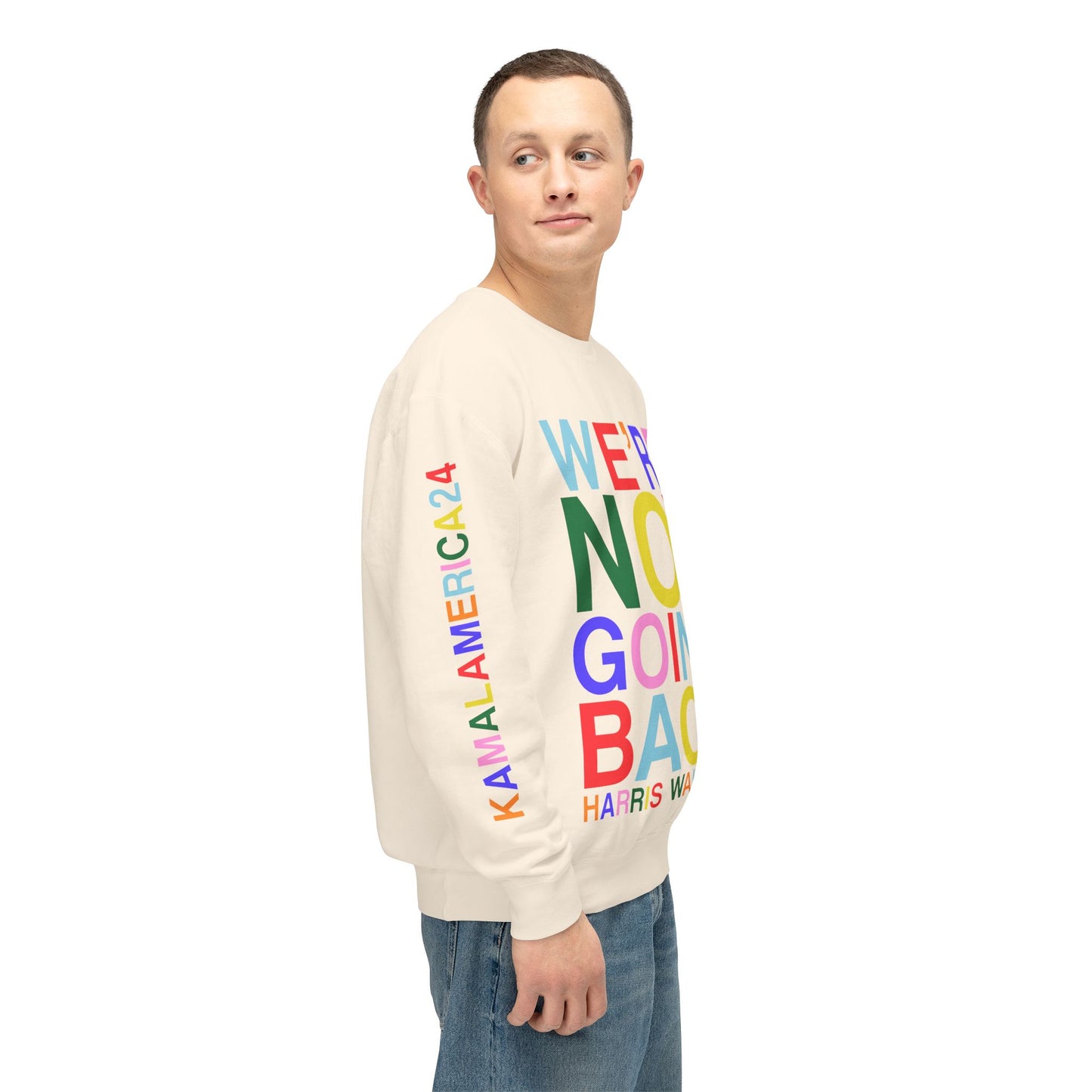 We're Not Going Back | Harris Walz Unisex Lightweight Crewneck Sweatshirt