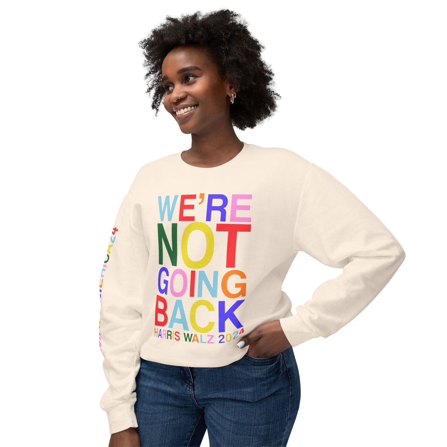 We're Not Going Back | Harris Walz Unisex Lightweight Crewneck Sweatshirt