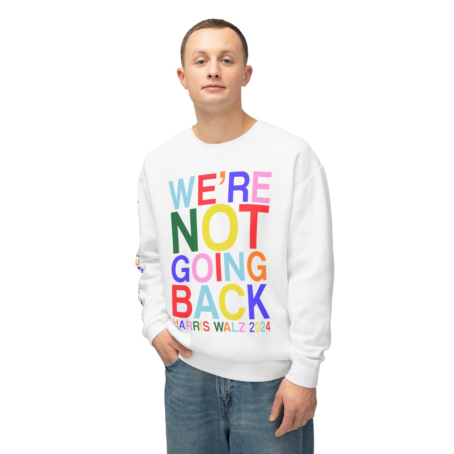 We're Not Going Back | Harris Walz Unisex Lightweight Crewneck Sweatshirt