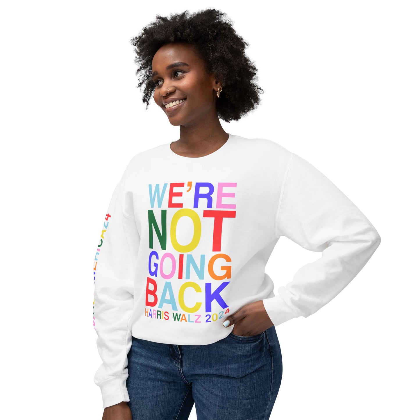 We're Not Going Back | Harris Walz Unisex Lightweight Crewneck Sweatshirt