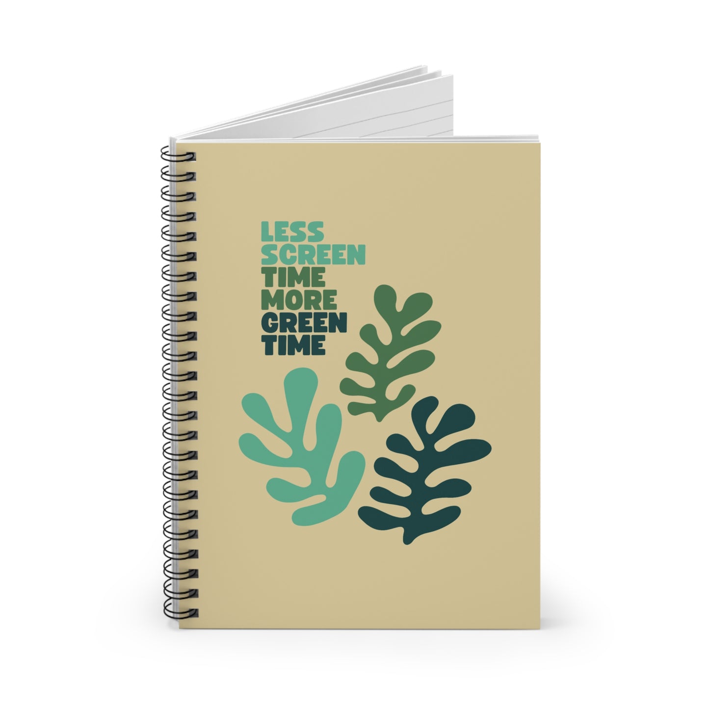 Less Screen More Green Spiral Notebook - Ruled Line