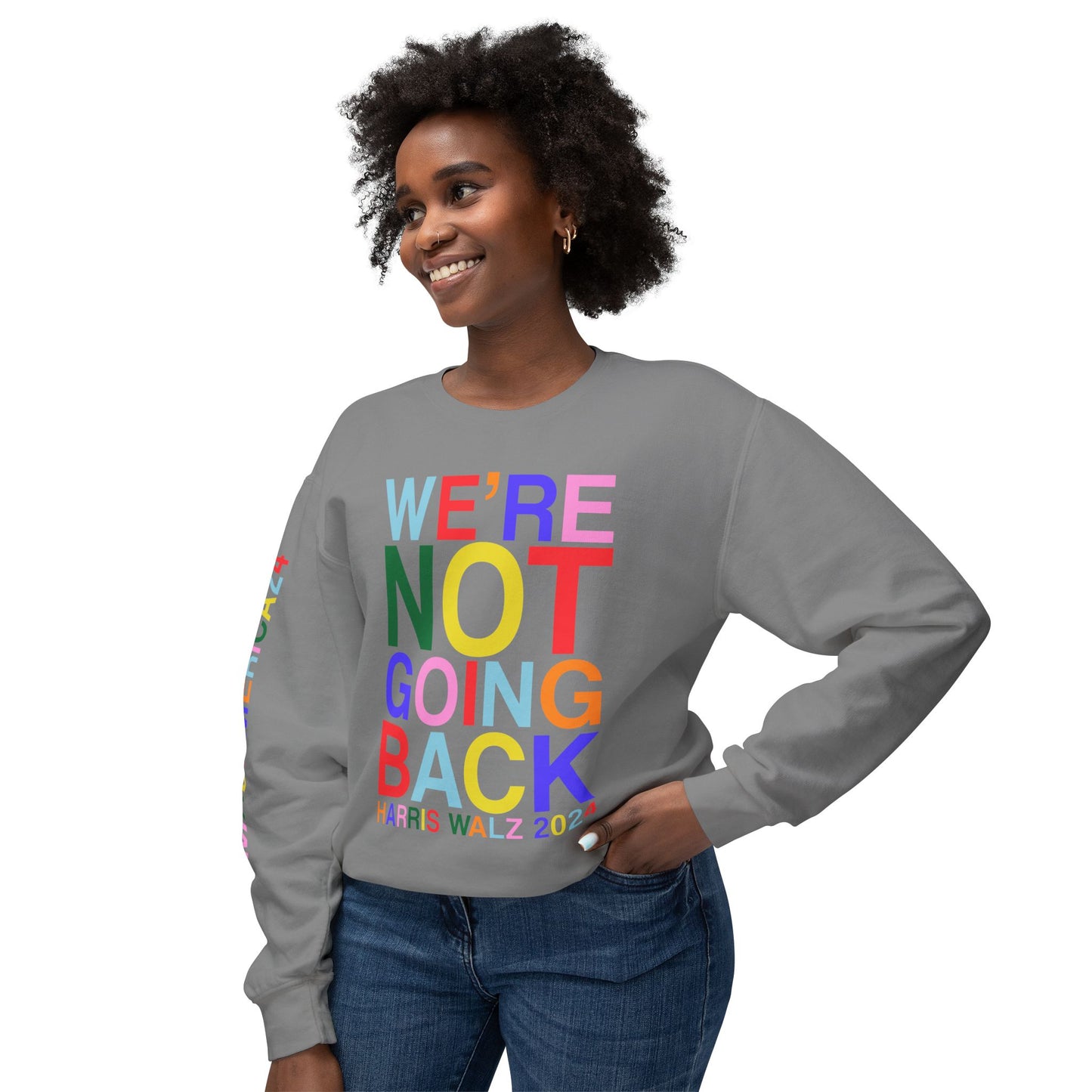 We're Not Going Back | Harris Walz Unisex Lightweight Crewneck Sweatshirt