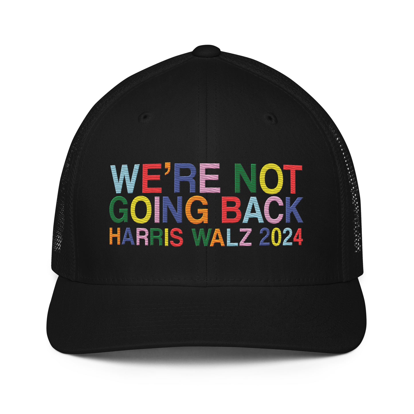 We're Not Going Back | Harris Walz 2024 Solid Color 3D Puff Embroidered Trucker Cap (5 colors)