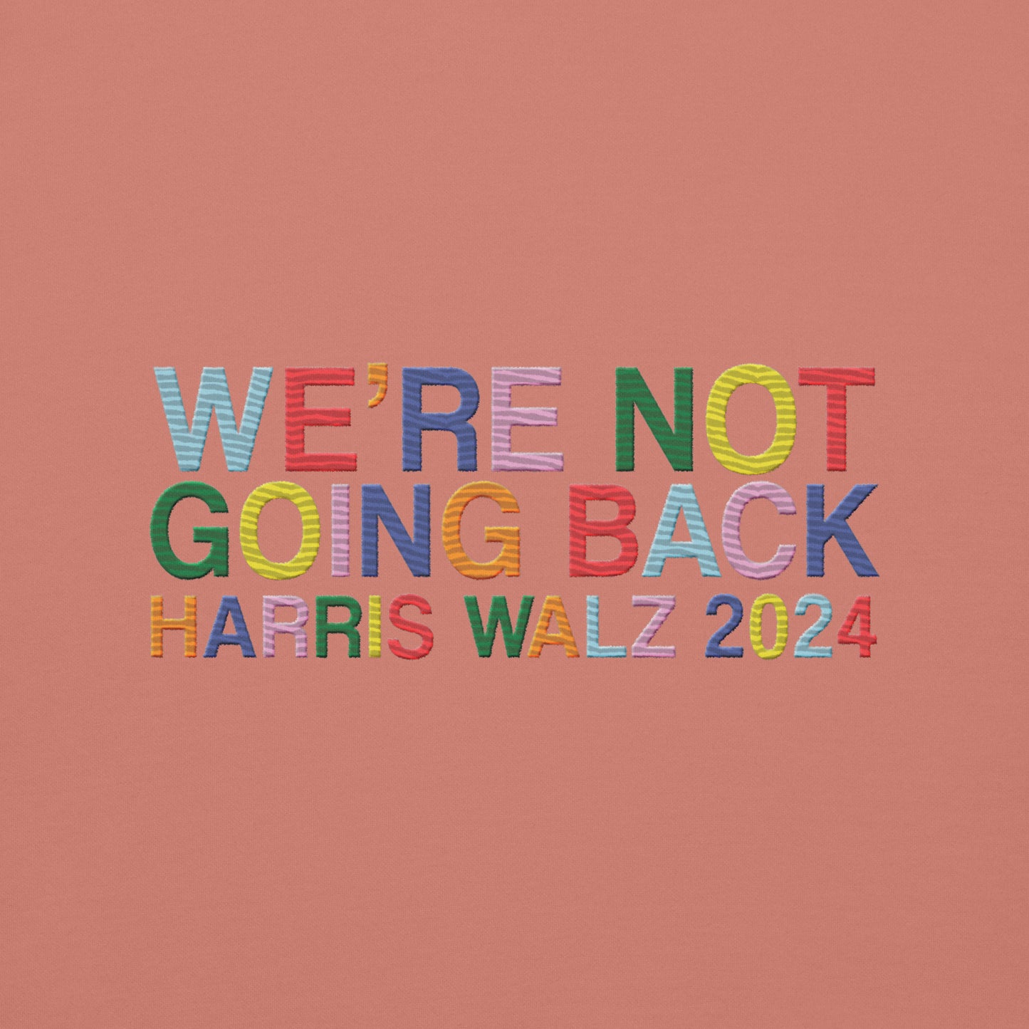 We're Not Going Back | Harris Walz 2024 Embroidered Unisex Hoodie (2 colors)