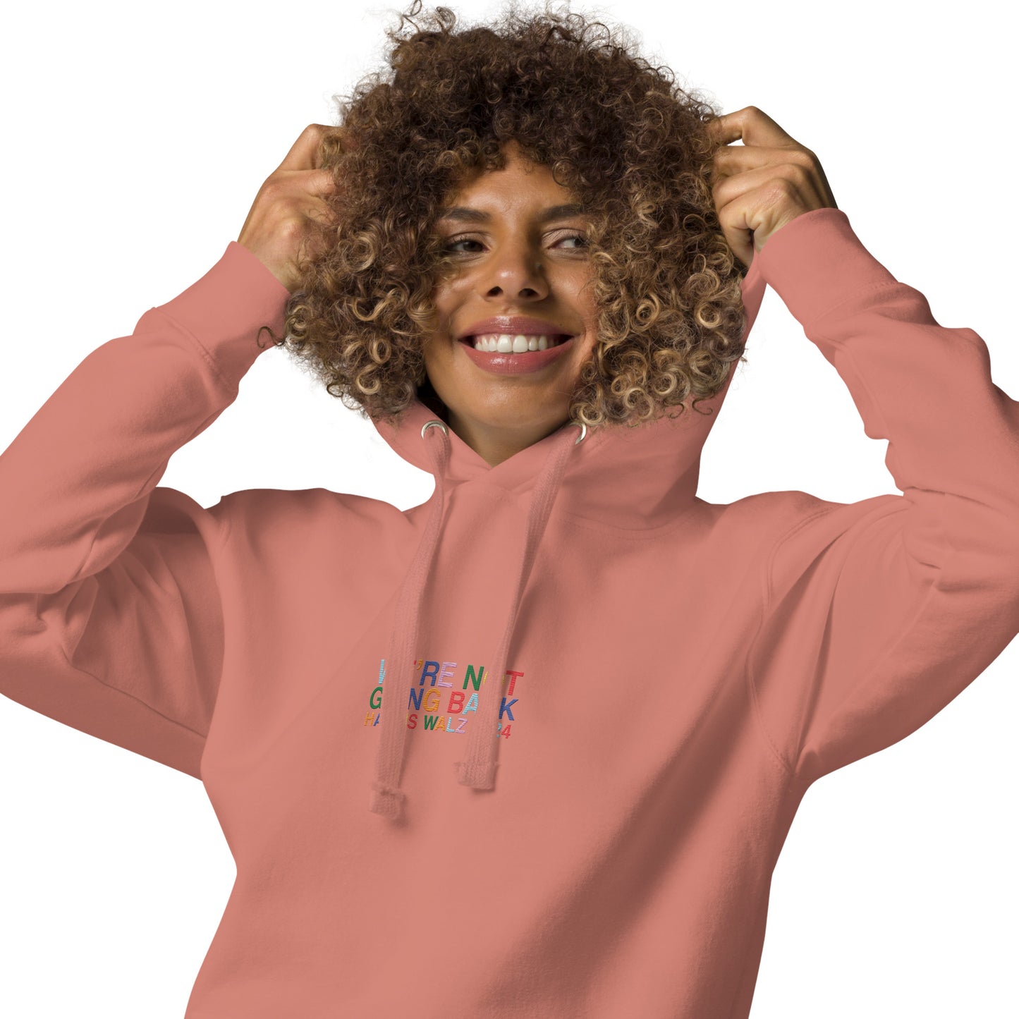 We're Not Going Back | Harris Walz 2024 Embroidered Unisex Hoodie (2 colors)