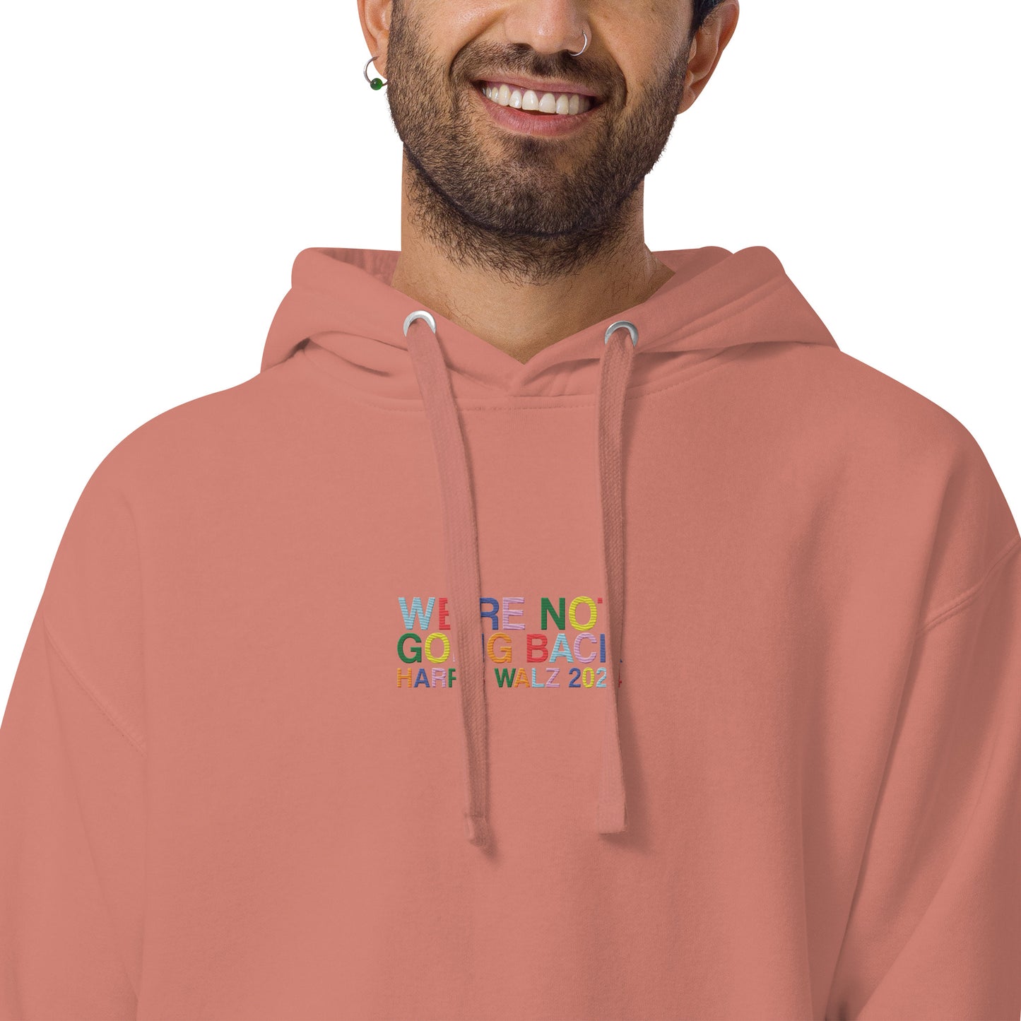 We're Not Going Back | Harris Walz 2024 Embroidered Unisex Hoodie (2 colors)