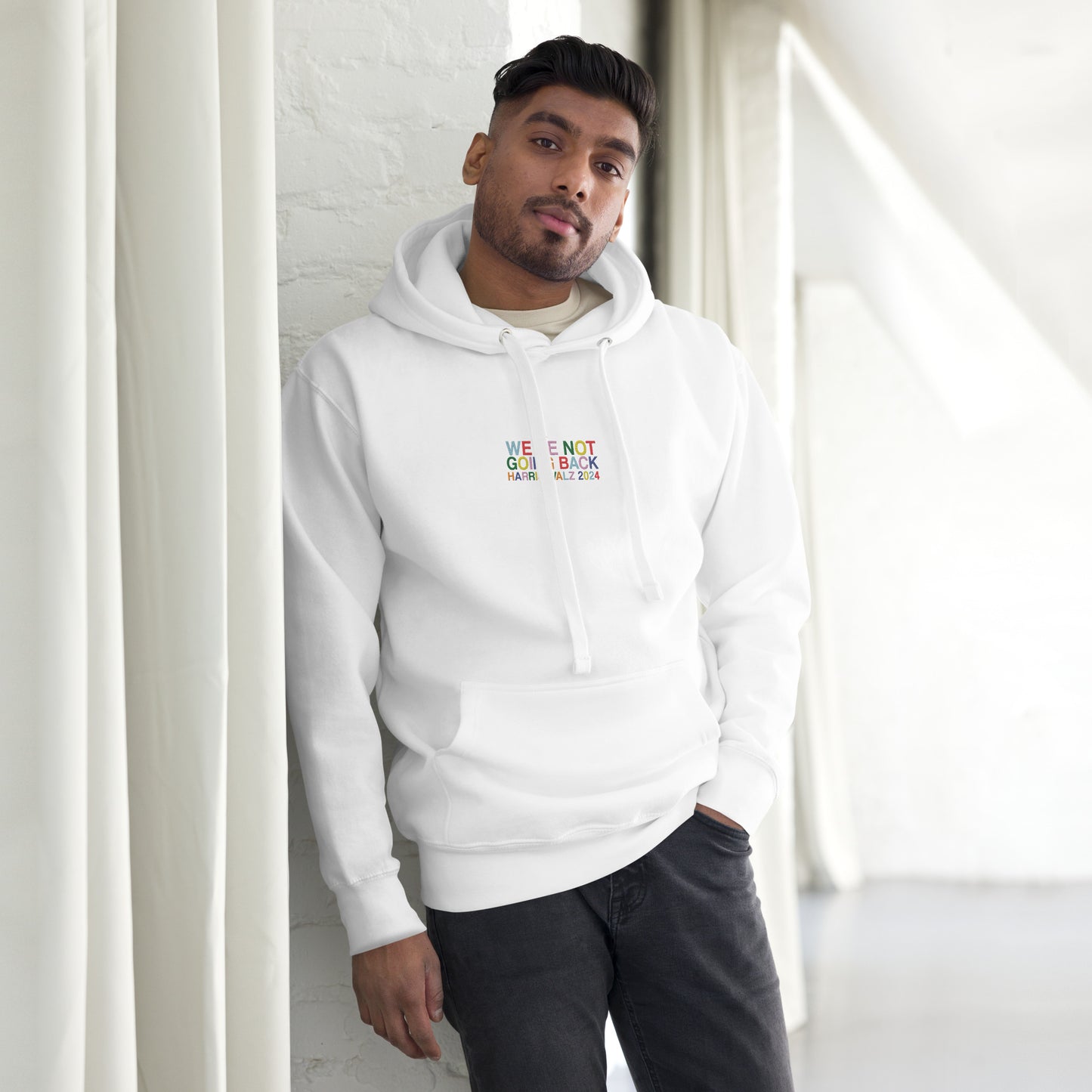 We're Not Going Back | Harris Walz 2024 Embroidered Unisex Hoodie (2 colors)