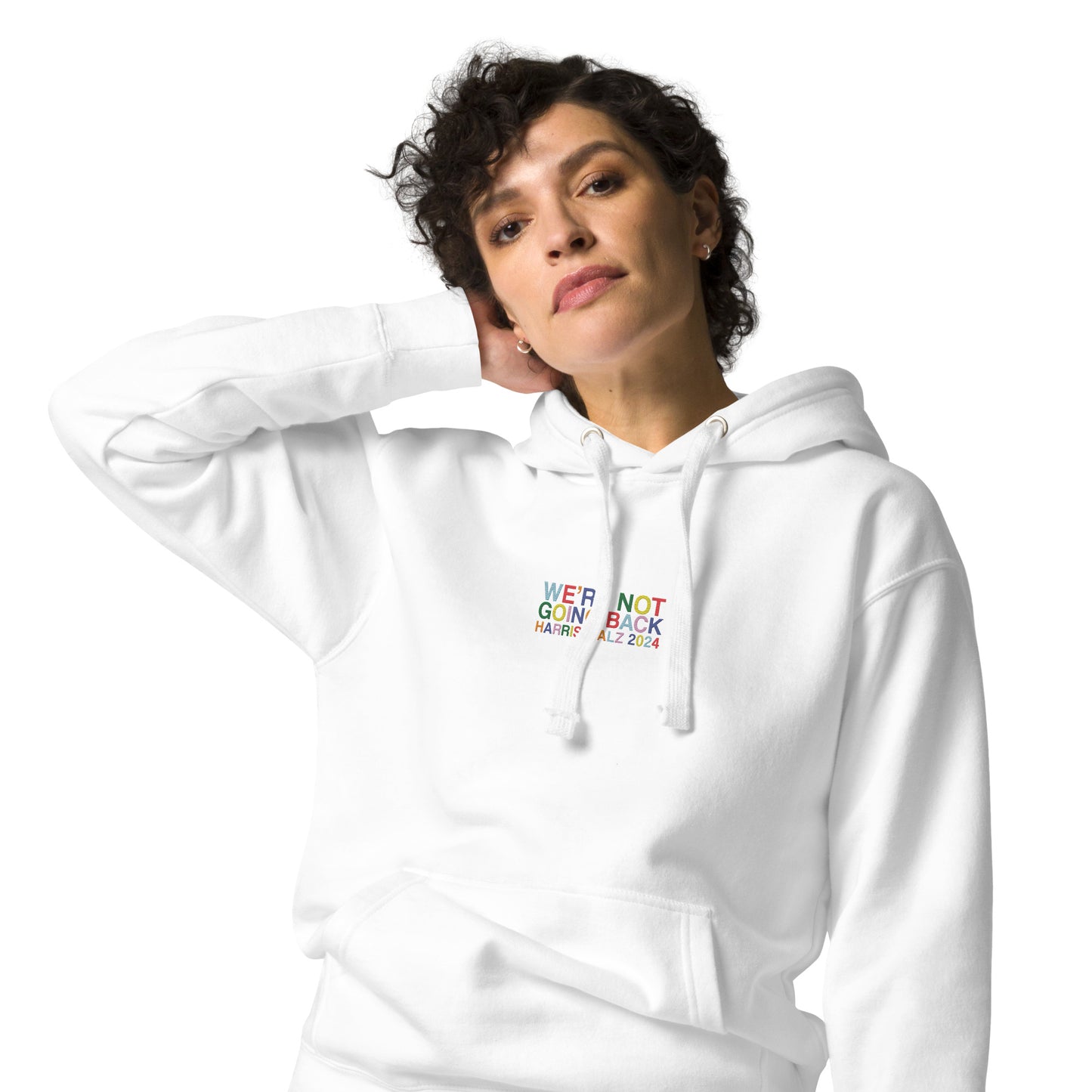 We're Not Going Back | Harris Walz 2024 Embroidered Unisex Hoodie (2 colors)