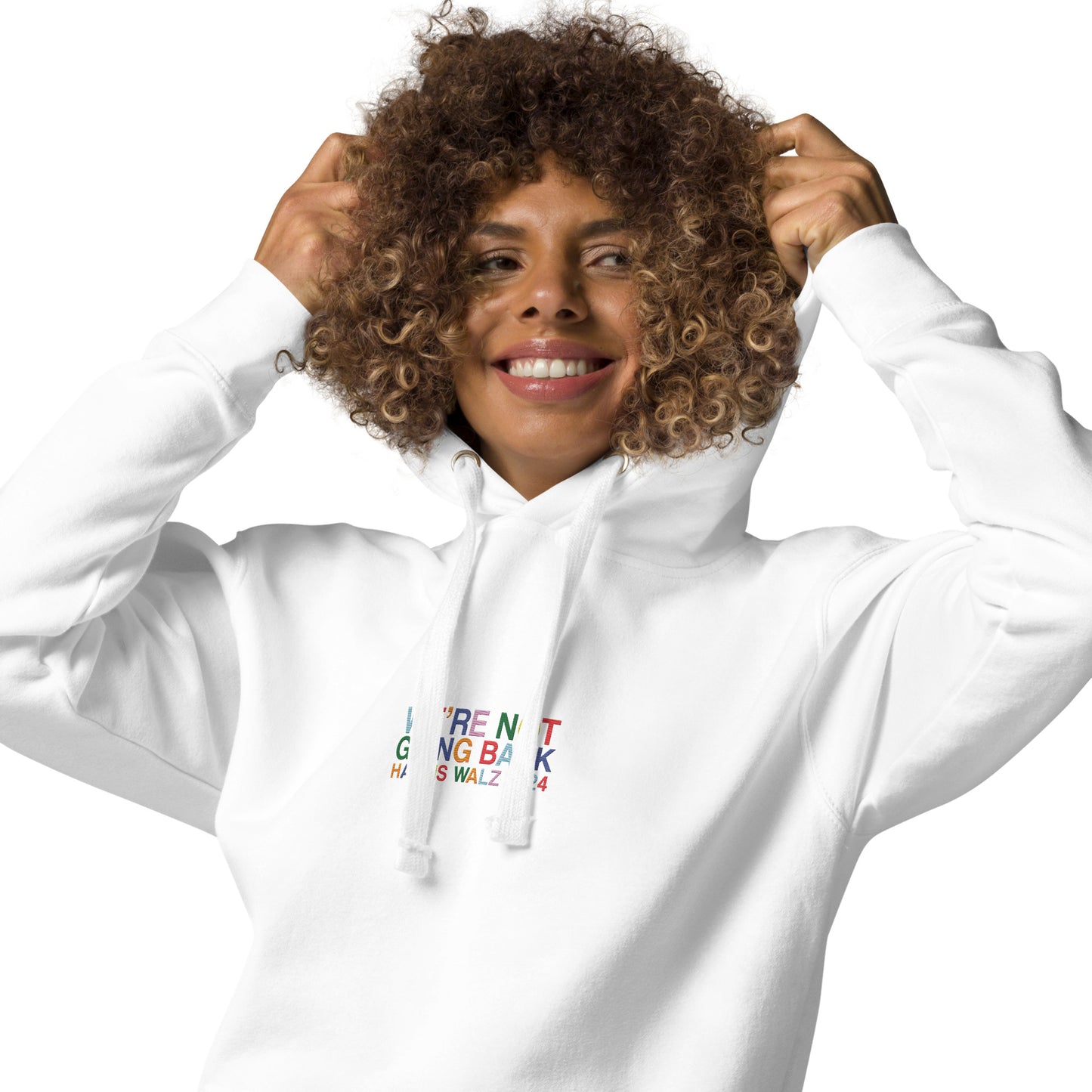 We're Not Going Back | Harris Walz 2024 Embroidered Unisex Hoodie (2 colors)